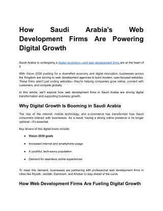 How Saudi Arabia’s Web Development Firms Are Powering Digital Growth