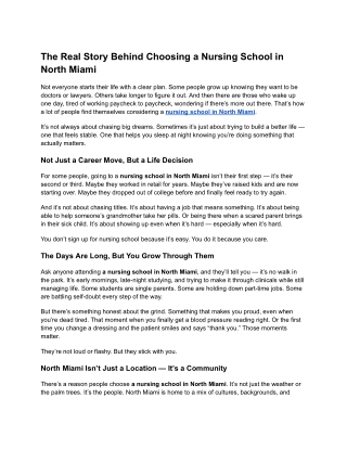 The Real Story Behind Choosing a Nursing School in North Miami