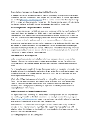 Enterprise Fraud Management- Safeguarding the Digital Enterprise