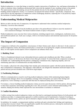 The Human Element: Compassion in Handling Medical Malpractice Claims