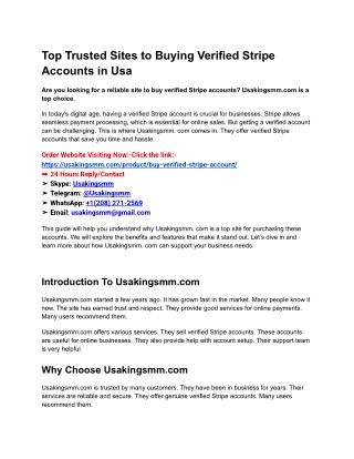Top Trusted Sites to Buying Verified Stripe Accounts in Usa