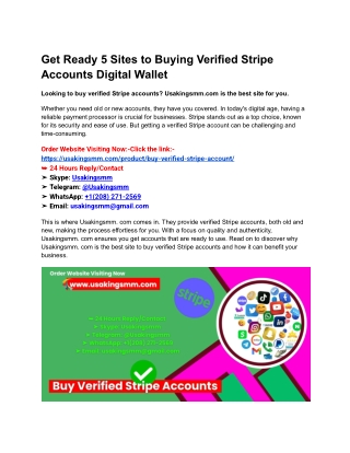 Get Ready 5 Sites to Buying Verified Stripe Accounts Digital Wallet