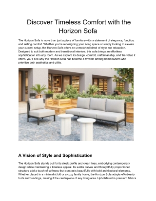 Discover Timeless Comfort with the Horizon Sofa