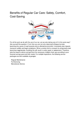 Benefits of Regular Car Care_ Safety, Comfort, Cost-Saving