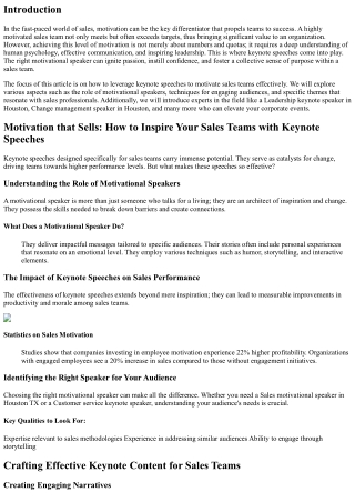 Motivation that Sells: How to Inspire Your Sales Teams with Keynote Speeches