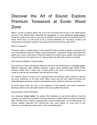 Discover the Art of Sound_ Explore Premium Tonewood at Exotic Wood Zone
