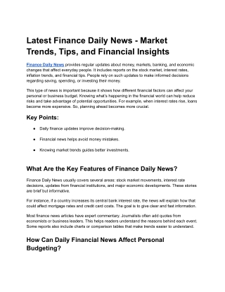 Finance Daily News