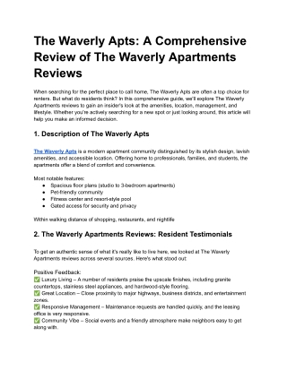 The Waverly Apts_ A Comprehensive Review of The Waverly Apartments Reviews