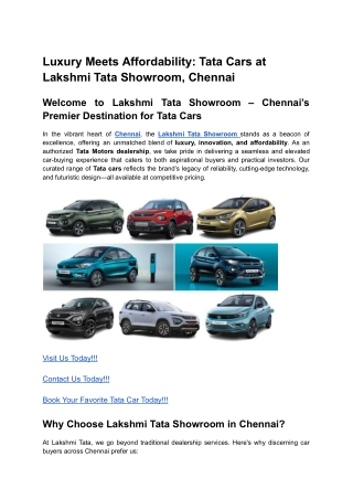 Luxury Meets Affordability_ Tata Cars at Lakshmi Tata Showroom, Chennai