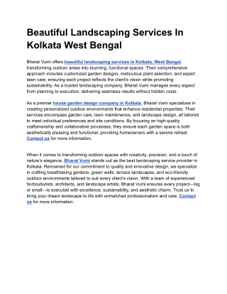Beautiful Landscaping Services In Kolkata West Bengal