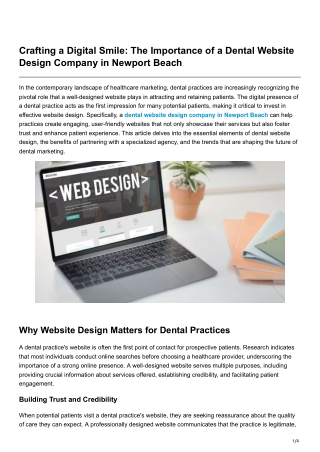 Crafting a Digital Smile The Importance of a Dental Website Design Company in Newport Beach