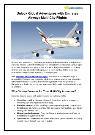 Unlock Global Adventures with Emirates Airways Multi City Flights