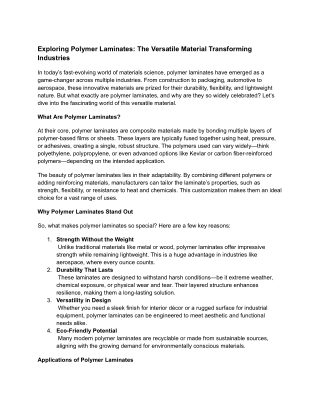 Exploring Polymer Laminates_ The Versatile Material Transforming Industries