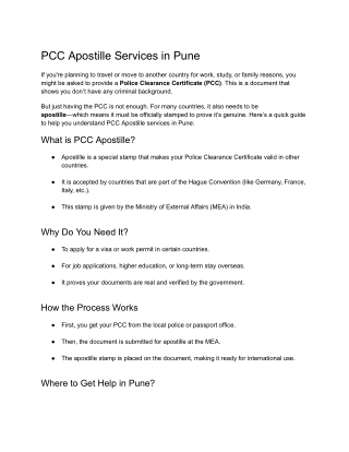 Professional PCC Apostille Consultancy in Pune
