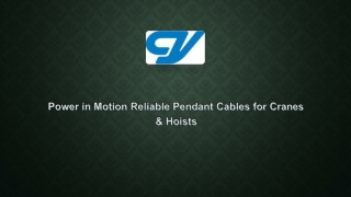 Power in Motion Reliable Pendant Cables for Cranes & Hoists