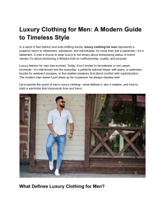 Luxury Clothing for Men_ A Modern Guide to Timeless Style