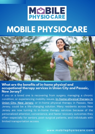 What are The Benefits of In-Home Physical and Occupational Therapy Services in Union City and Passaic, New Jersey