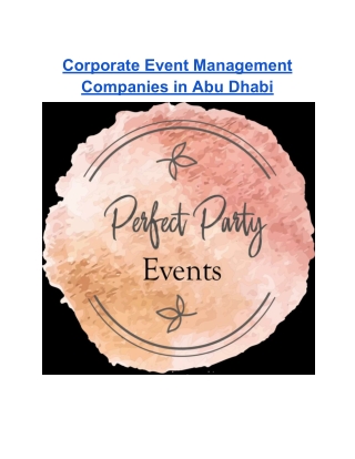Corporate Event Management Companies in Abu Dhabi