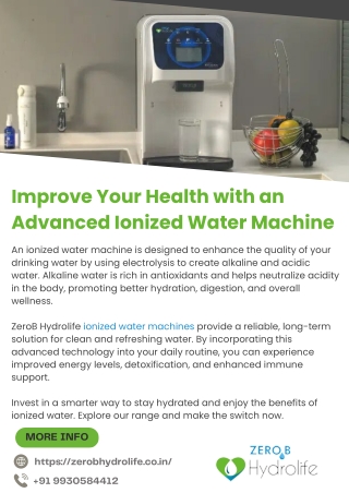 Improve Your Health with an Advanced Ionized Water Machine