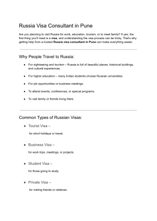 Professional Russia Visa Consultant in Pune