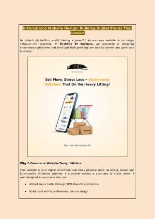 Professional E-Commerce Website Design Services | FirstRite IT