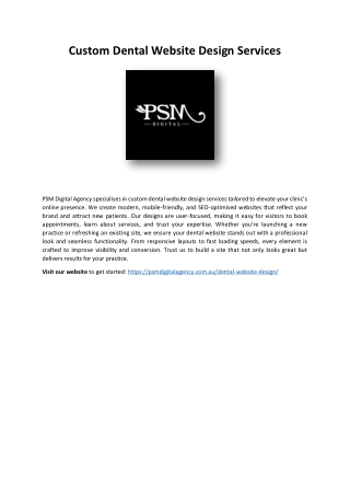 Custom Dental Website Design Services