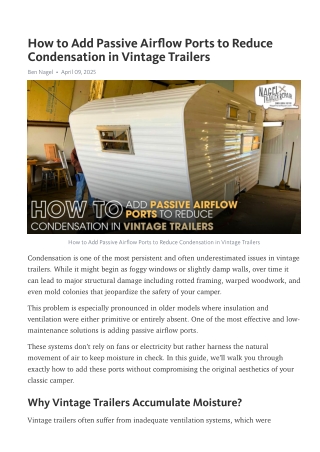 Stop condensation issues fast with Vintage Camper Repair Michigan tips