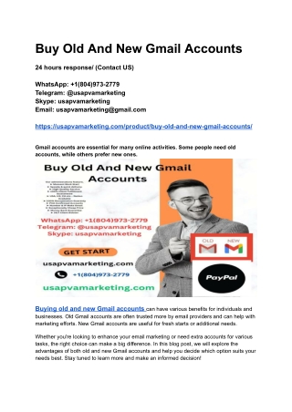 Buy Old And New Gmail Accounts