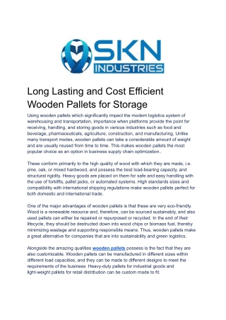 long lasting and cost efficient wooden pallets