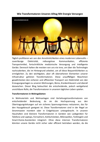 wie transformatoren unseren alltag mit energie
