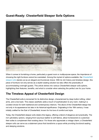 guest ready chesterfield sleeper sofa options