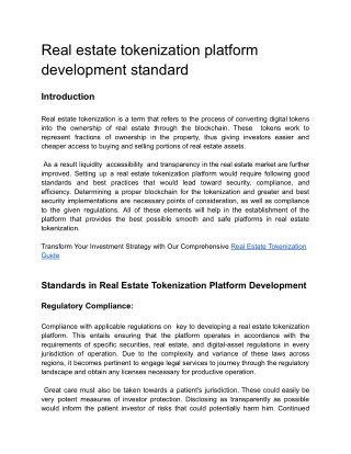 real estate tokenization platform development