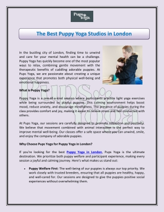 The Best Puppy Yoga Studios in London