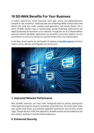 10 SD-WAN Benefits For Your Business