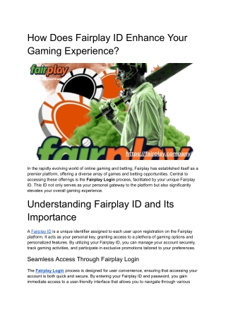 how does fairplay id enhance your gaming