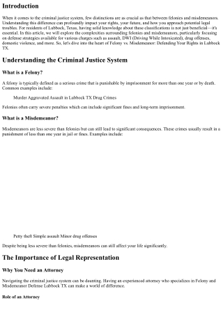 Felony vs. Misdemeanor: Defending Your Rights in Lubbock TX
