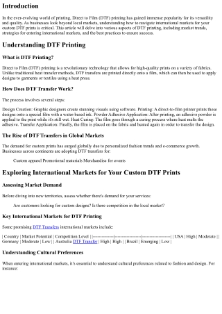 “Exploring International Markets for Your Custom DTF Prints”