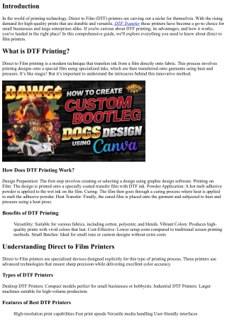 Everything You Need to Know About Direct to Film Printers