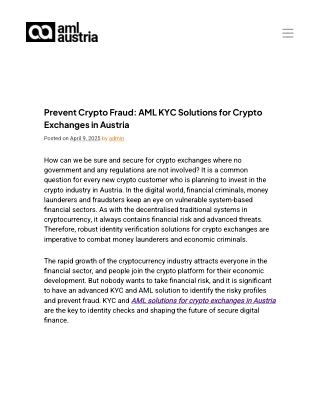 Prevent Crypto Fraud: AML KYC Solutions for Crypto Exchanges in Austria