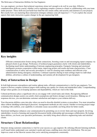 The Relevance of Communication Abilities for Gas Designers