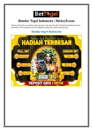 Bandar Togel Indonesia Hickey8.com