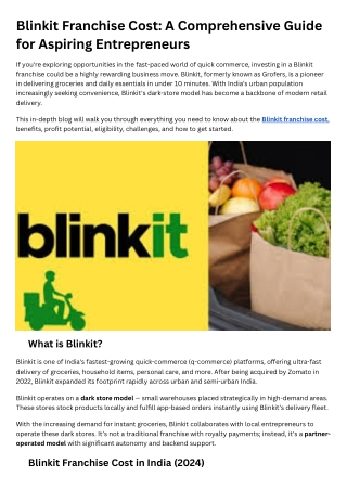 blinkit franchise cost a comprehensive guide