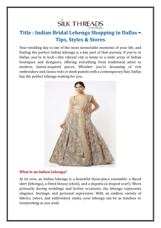 Indian Bridal Lehenga Shopping in Dallas – Tips, Styles & Stores