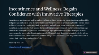 Incontinence and Wellness: Regain Confidence with Innovative Therapies