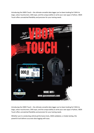 Introducing the VBOX Touch – the ultimate versatile data logger you’ve been looking for