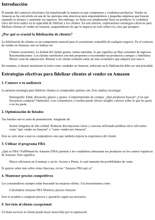Estrategias efectivas para fidelizar clientes al vender en Amazon