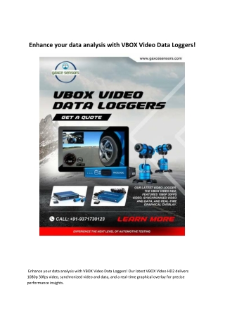Enhance your data analysis with VBOX Video Data Loggers!