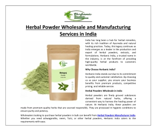 Herbal Powder Wholesale and Manufacturing Services in India