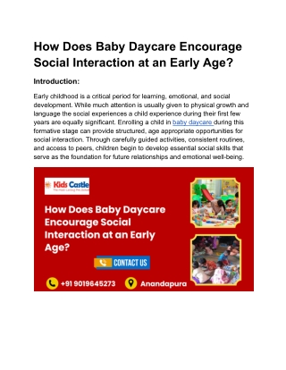 How Does Baby Daycare Encourage Social Interaction at an Early Age