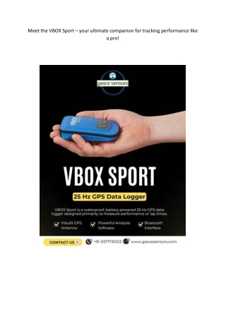 Meet the VBOX Sport – your ultimate companion for tracking performance like a pro